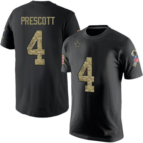 Men Dallas Cowboys Black Camo Dak Prescott Salute to Service #4 Nike NFL T Shirt->nfl t-shirts->Sports Accessory